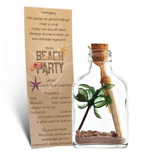 Uitnodiging beachparty |  Originele uitnodigingen | Flessenpost